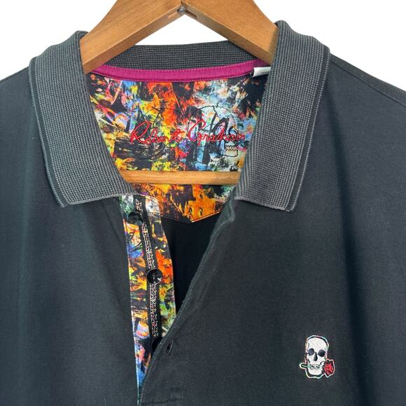 Robert Graham THE PLAYER POLO Shirt Mens Classic Fit Large Embroidered Skull - Picture 14 of 14